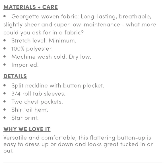 Torrid 00 Harper 3/4 Sleeve Pullover Blouse, Black with White Star Print, EUC - Picture 7 of 7